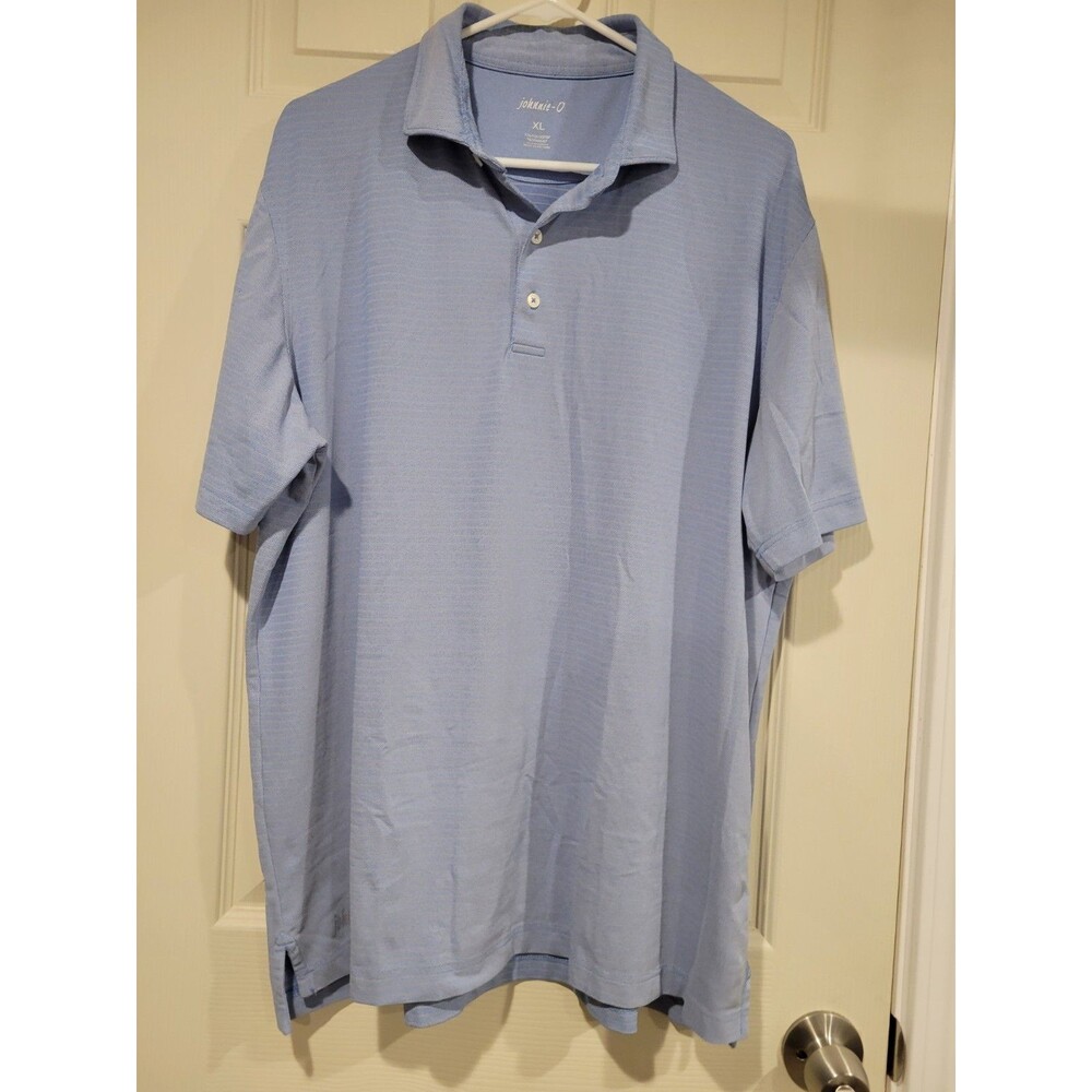 johnnie-O Men’s XL Lyndonn Performance Polo Blue Striped Golf Shirt